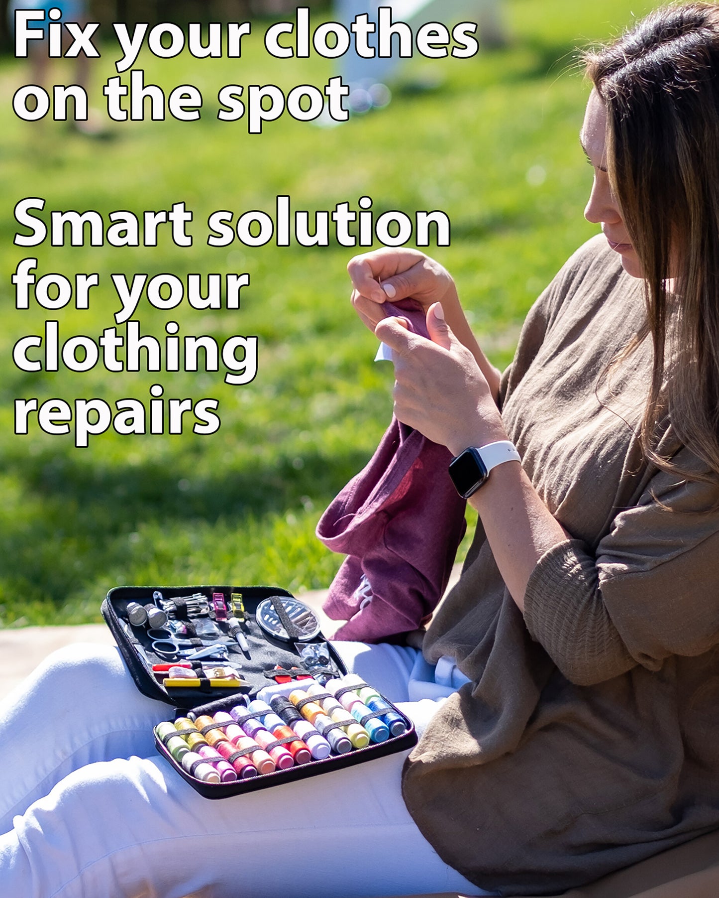 VelloStar Portable Sewing Kit – 100+ Essential Tools for Clothing Repairs (Light Grey)