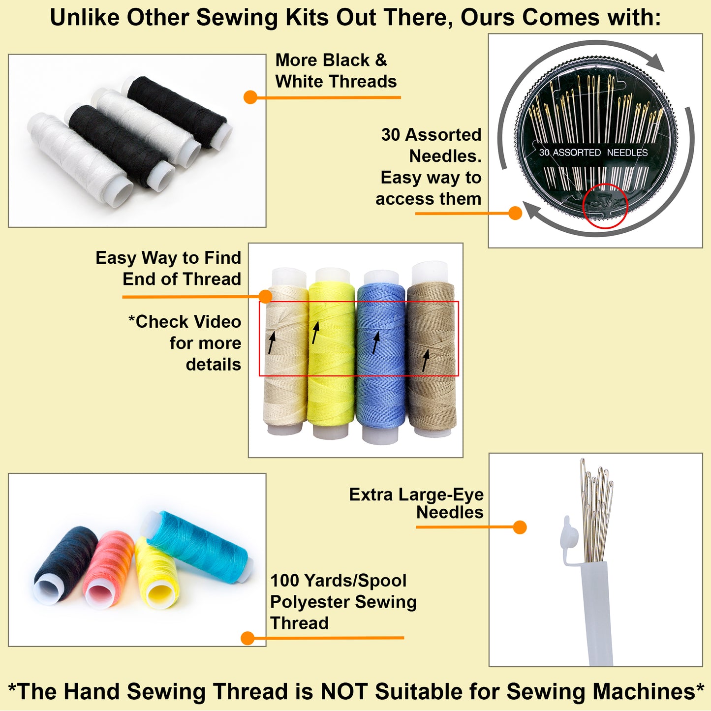 VelloStar Large Sewing Kit – 200+ Premium Tools & 36 Threads for Home Clothing Repairs (Black)