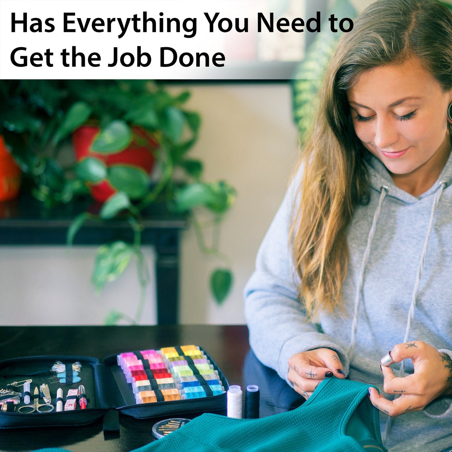 VelloStar Portable Sewing Kit – 100+ Premium Tools for Clothing Repairs (Black)
