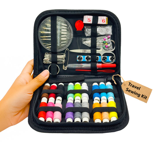 VelloStar Travel Sewing Kit – Compact Portable Sewing Set with 18 Threads & 85+ Tools (Black)