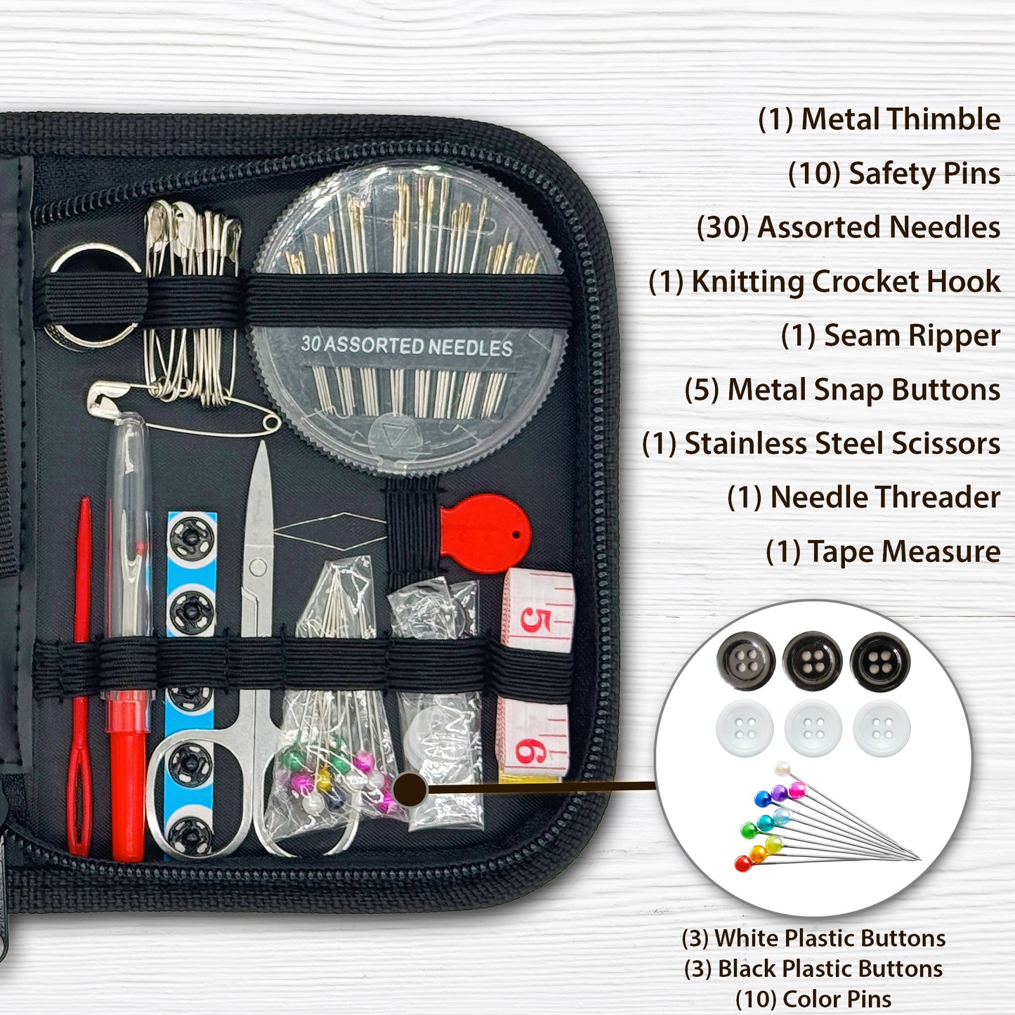 VelloStar Travel Sewing Kit – Compact Portable Sewing Set with 18 Threads & 85+ Tools (Black)