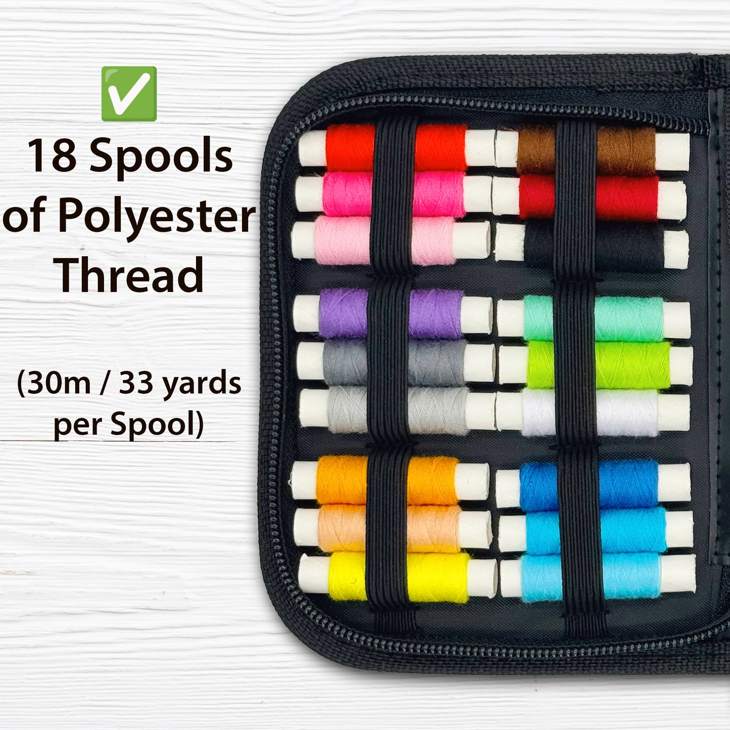 VelloStar Travel Sewing Kit – Compact Portable Sewing Set with 18 Threads & 85+ Tools (Black)