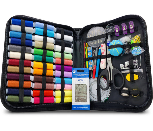 VelloStar Large Sewing Kit – 200+ Premium Tools & 36 Threads for Home Clothing Repairs (Black)