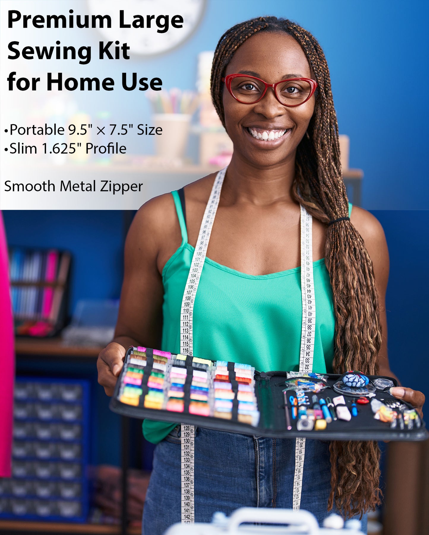 VelloStar Large Sewing Kit – 200+ Premium Tools & 36 Threads for Home Clothing Repairs (Black)